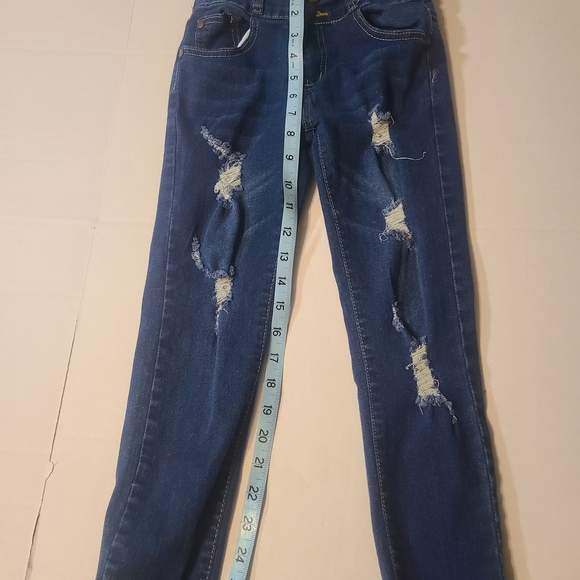 Pink Ivy Distressed Blue Girls Jeans EUC Size 10 Stretch - Picture 8 of 11